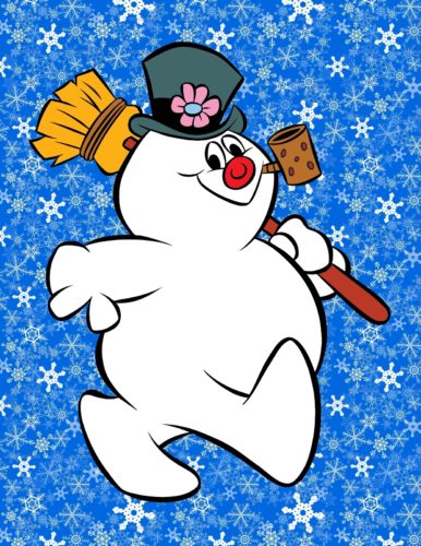 FROSTY THE SNOWMAN WALKING SNOWFLAKE BACKGROUND